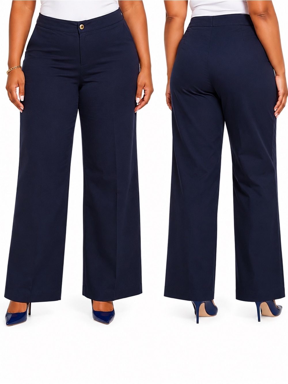 Talbots Plus-Size Navy Wide-Leg Pants